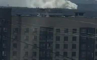 Столичне воєнне училище у вогні — відеокадри