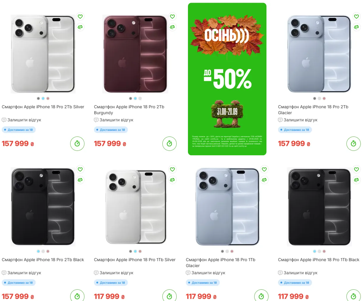 Ціни на iPhone 18 Pro